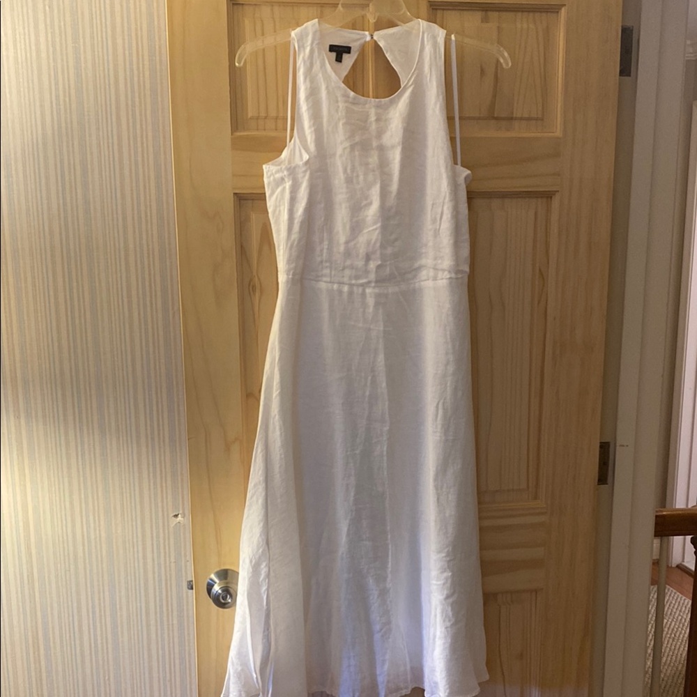 Talbots White Halter A-Line Midi Dress